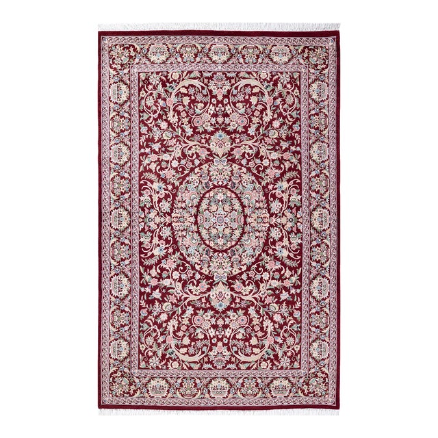 Mogul, One-of-a-Kind Handmade Area Rug - Red, 4' 8" x 7' 4" For Sale