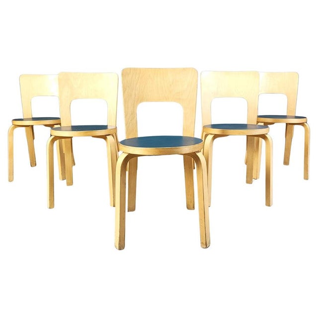 Model 66 Dining Chairs attributed to Alvar Aalto for Artek, 1960s, Set of 5 For Sale - Image 17 of 17