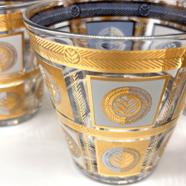 Metal Culver Quadrille 22k Gold Old Fashioned Glasses Set of 8 For Sale - Image 7 of 7