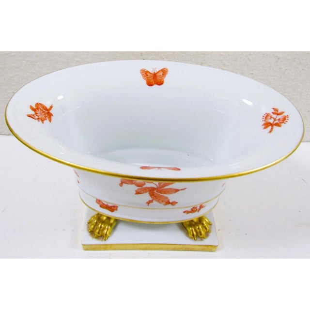 The Herend Porcelain Claw Footed Hand Painted Chinese Bouquet Rust Apponyi Orange vase is a beautiful piece of decorative...