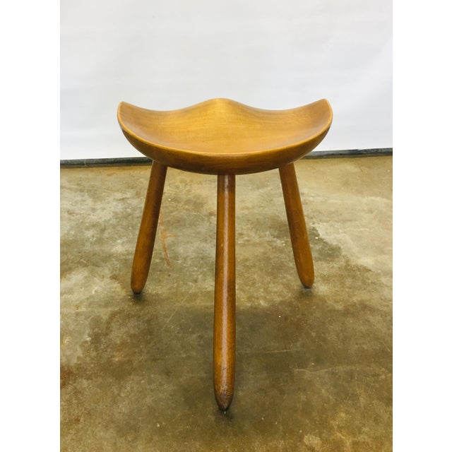 Vintage Arne Hovmand Olsen Milking Stool Chair Danish Modern