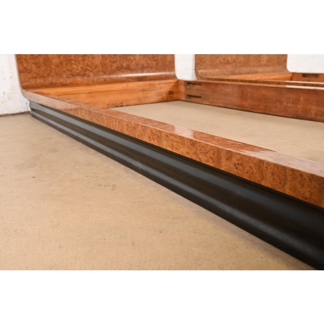 Wood Émile-Jacques Ruhlmann Style French Art Deco Burl Wood Twin Size Beds, Pair For Sale - Image 7 of 10