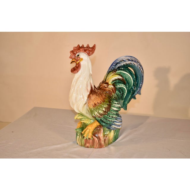 Italian Terracotta Hand-Painted Rooster Sculpture, Circa 1980's For Sale - Image 4 of 13