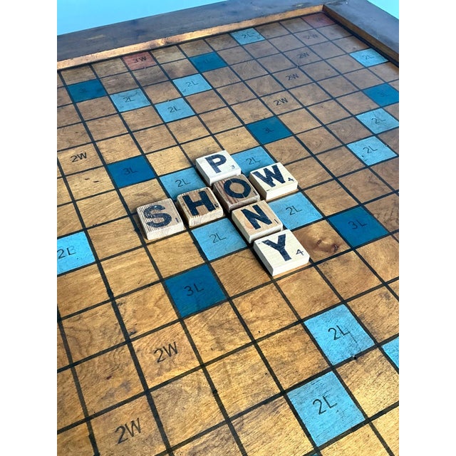 Vintage Monumental Wood Scrabble Board Game Table For Sale In West Palm - Image 6 of 17