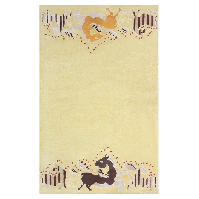 Inspired Art Deco Design Silk Rug by Doris Leslie Blau For Sale