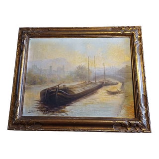 Yvonac Annurey R, Barge, 1800s, Oil on Canvas, Framed For Sale