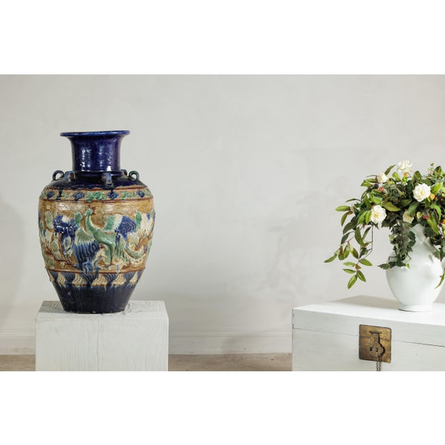 Antique Annamese Water Jar with Phoenix and Floral Relief Decoration For Sale - Image 17 of 18