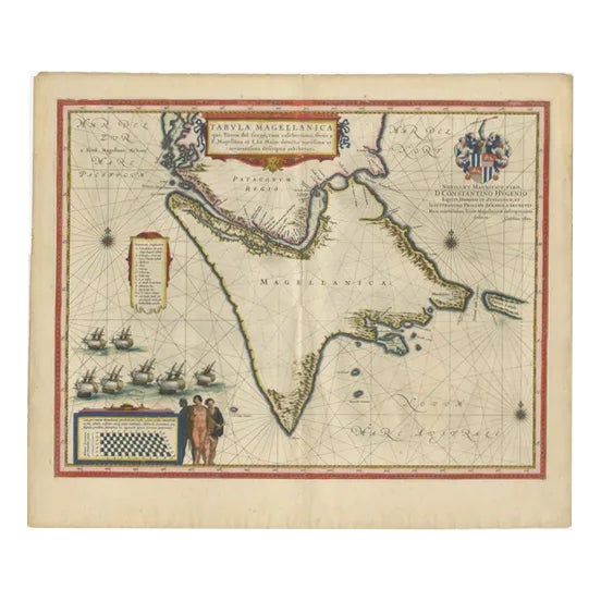 Strait of Magellan Map with Tierra Del Fuego from Blaeu, 1642 For Sale