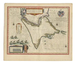 Strait of Magellan Map with Tierra Del Fuego from Blaeu, 1642