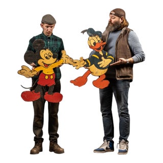 Mickey Mouse and Donald Duck Painted Plywood Wall Figures For Sale