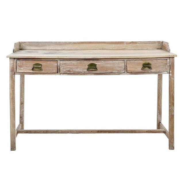 Beige Wood Desk with 3 Drawers For Sale - Image 8 of 8