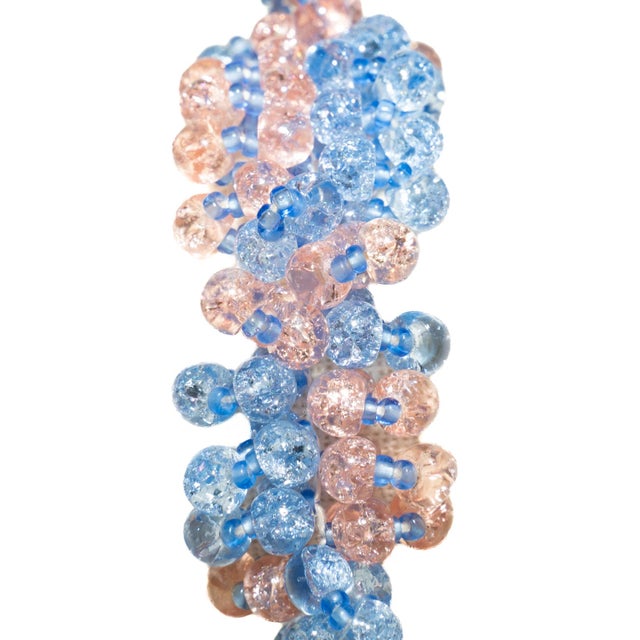 Vintage Murano Glass Beaded Necklace Set With Brooch and Bracelet, Pink and Blue, 3 Pieces For Sale In Miami - Image 6 of 18