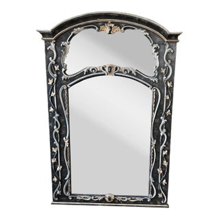 1990s Italian Handmade and Hand Carved Antiqued Mirror For Sale