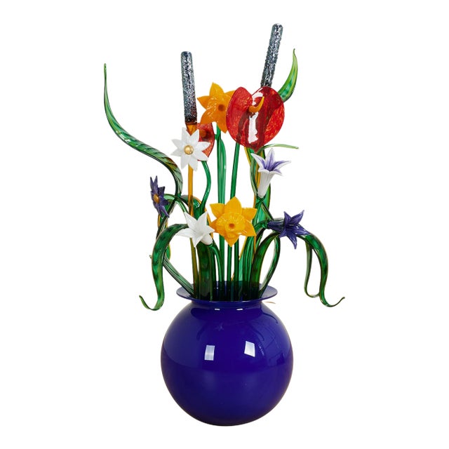 Glass Flower Arrangement or Sculpture by Phil O Reilly For Sale