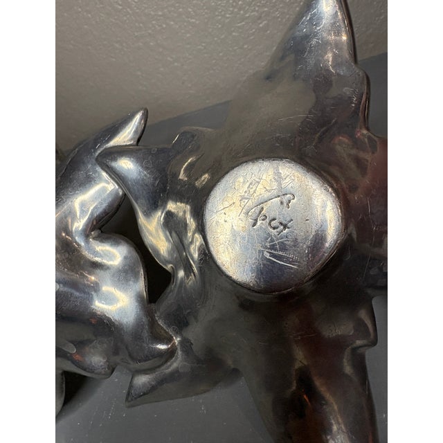 Metal Vintage Bruce Fox Cast Aluminum Double Ivy Leaf Bowl For Sale - Image 7 of 8