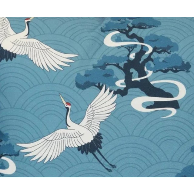 A beautiful blue & white 22" square down pillow with asian crane motif. Perfect for adding color and pattern to a...