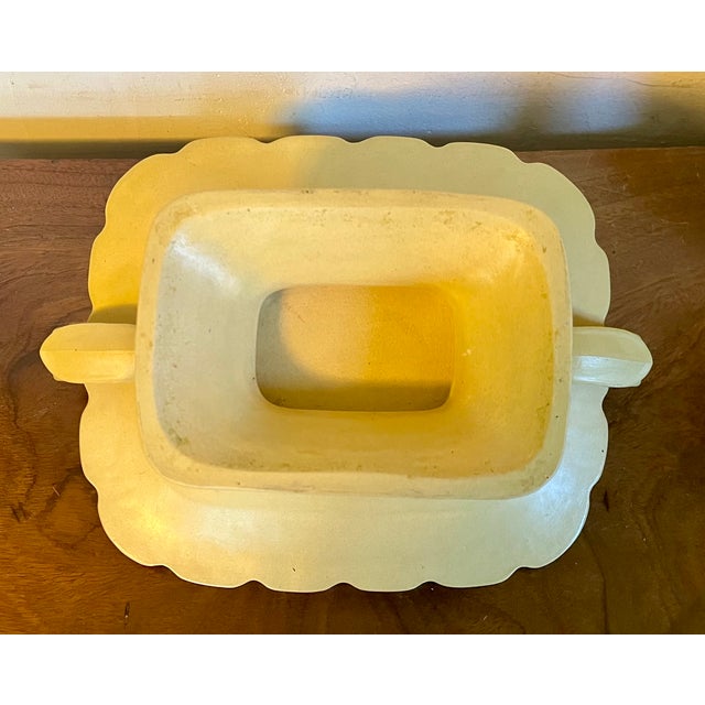 Antique 19th Century English Drabware Footed Tazza Compote With Relief Molded Oak Leaves and Grape Vine Border For Sale - Image 12 of 13