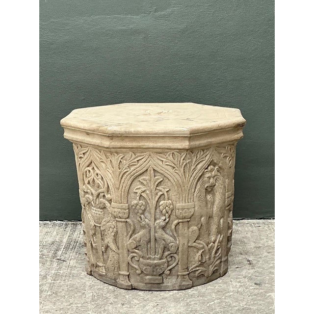 Vintage Cast Stone Lions Head Table Pedestal For Sale - Image 14 of 18