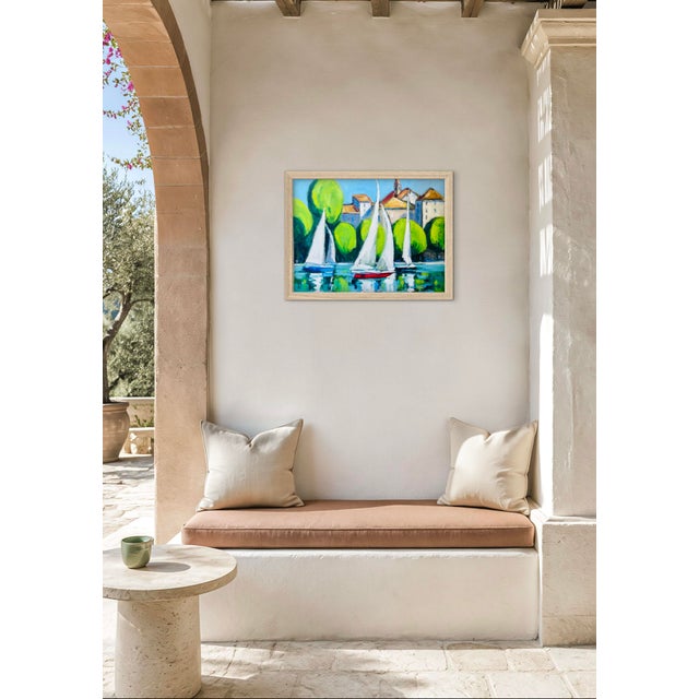 Contemporary Sailing the Riviera - Contemporary Oil Painting For Sale - Image 3 of 12