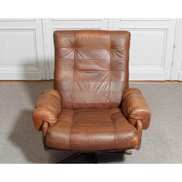 Metal Leather Swivel Lounge Chair from OPE Möbler Jönköping, Sweden, 1960s For Sale - Image 7 of 10