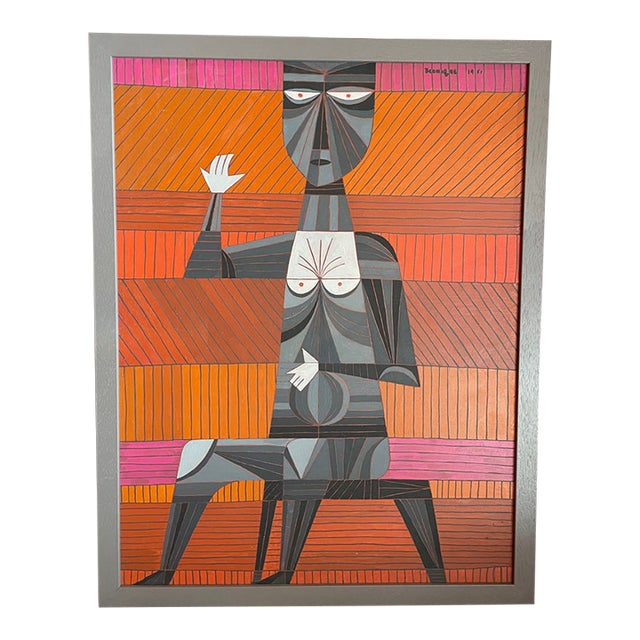 "Seated Figure" by Santa Fe Artist Bernique Longley Circa 1951 For Sale