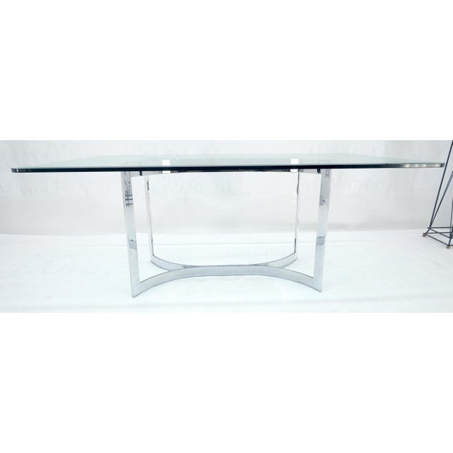 Mid Century c1970s Bent "C" Curve Chrome Ribbon Style Base Dining Table Bauhaus For Sale - Image 6 of 11