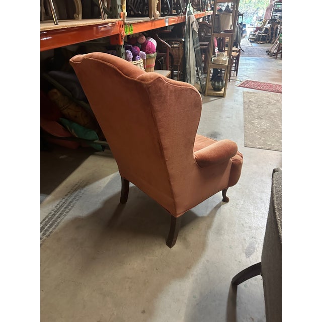 Wood 1970s Salmon Colored Cushioned Accent Chair For Sale - Image 7 of 7