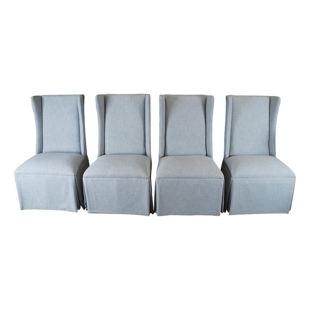 4 Gabby Home Cumberland Armless Light Blue Modern Wingback Dining Chairs Schd693 For Sale
