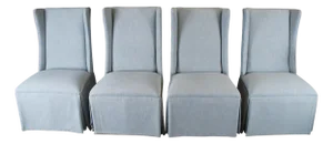 4 Gabby Home Cumberland Armless Light Blue Modern Wingback Dining Chairs Schd693
