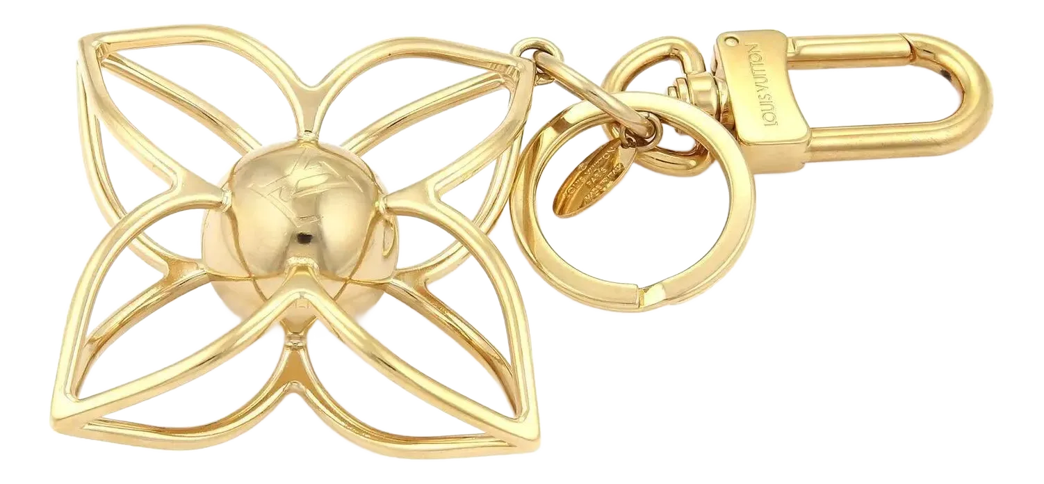 Louis Vuitton Large Monogram Floral Gold Plated Metal Key Ring