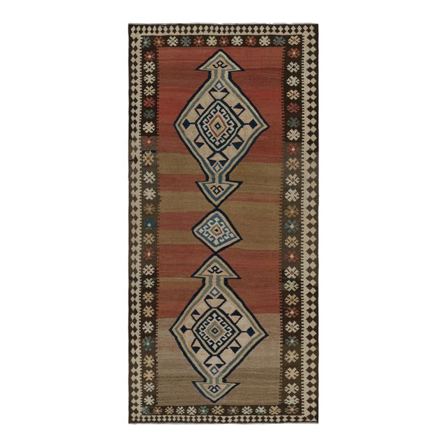 Vintage Persian Kilim Rug in Brown Red & Blue Tribal Patterns by Rug & Kilim For Sale
