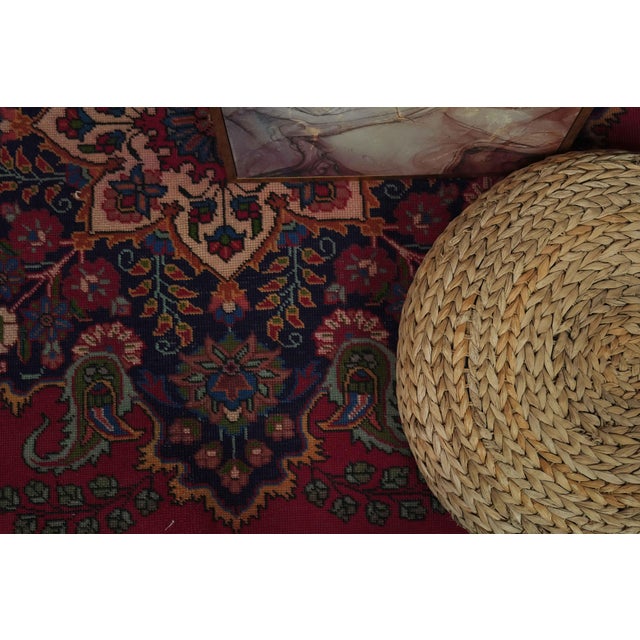 1970s Vintage Persian Handmade Wool 10x13 Red Area Rug For Sale - Image 10 of 12
