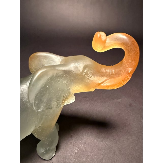 Daum France Pâte De Verre Frosted Glass Elephant Sculpture For Sale In New York - Image 6 of 8