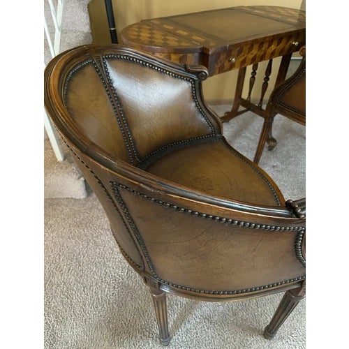 Vintage 1998 Theodore Alexander Multi Game Table and Two Barrel Back Game Chairs - Set of 3 For Sale - Image 9 of 12