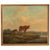 A large early 19th century British Romantic School pastoral landscape river scene with highland cattle, by Henry Milbourne...