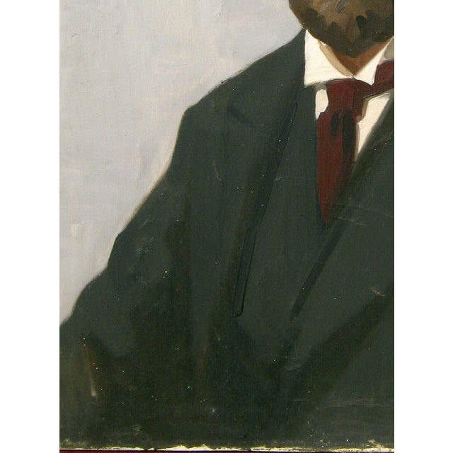 1970s Soviet Man Oil Painting, Socialist Realism Portrait, Ukrainian Art 80-60 For Sale - Image 5 of 6