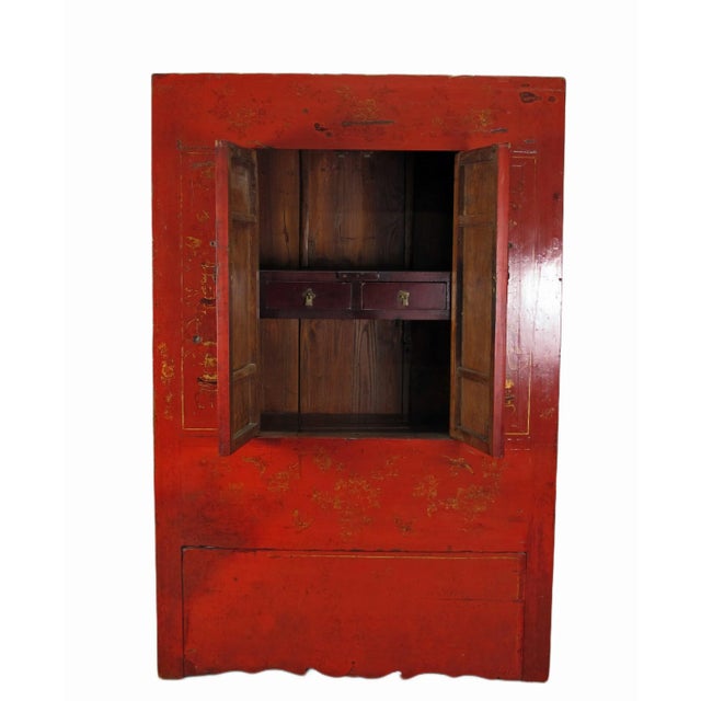 Red Antique Chinese Wedding Cabinet – 77 Inches Tall For Sale - Image 11 of 13