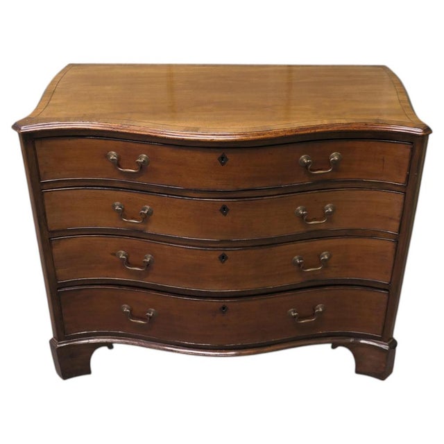 Brown Georgian Serpentine Walnut Chest of 4 Drawers, 1800 For Sale - Image 8 of 8