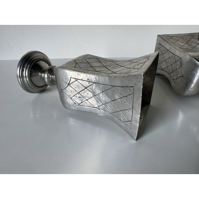 Silver Vintage Art Deco Style Pedraza Segovia Spain Pewter Vases – A Pair For Sale - Image 8 of 9