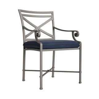 Brown Jordan Venetian Arm Chair, Mica frame with Fusion Neptune fabric For Sale