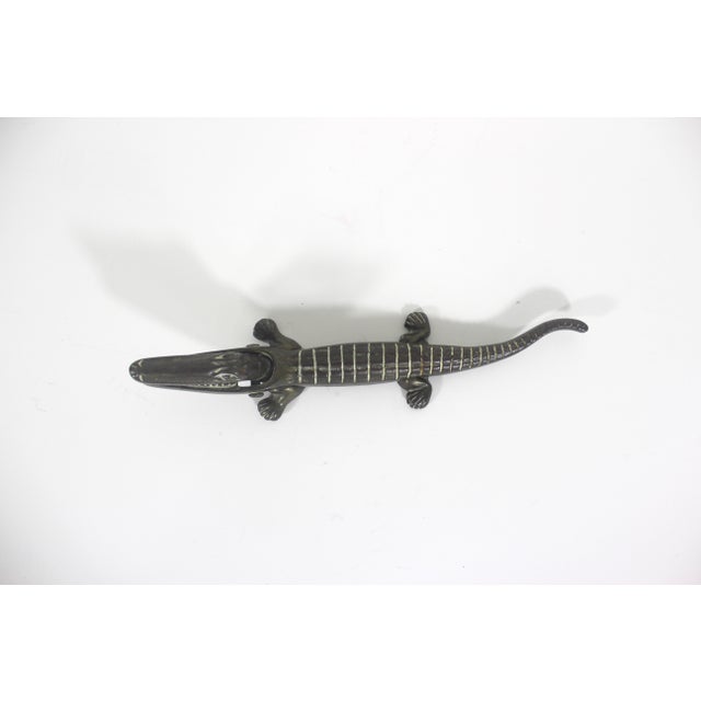 Mid-Century Modern Vintage Brass Crocodile Nut Cracker Alligator Nutcracker, Bar Cart Styling For Sale - Image 3 of 11
