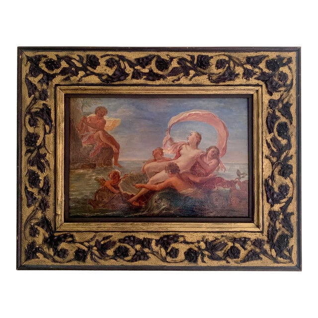 Antique Allegorical Mythological Oil Painting of Polyphemus and Galatea by Filippo Lauri, 19th Century For Sale
