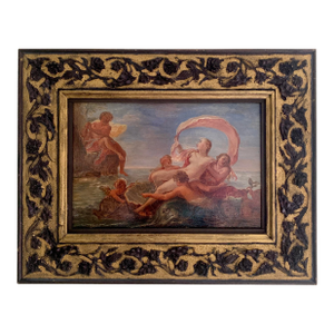 Antique Allegorical Mythological Oil Painting of Polyphemus and Galatea by Filippo Lauri, 19th Century