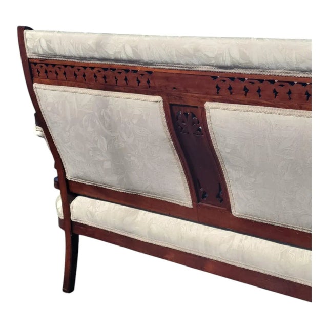 Solid 19th Century American Eastlake Loveseat Made of Walnut Wood, Refurbished. For Sale - Image 12 of 18