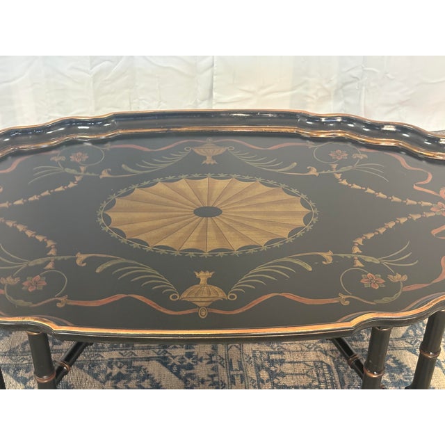 Late 20th Century Attributed to Maitland Smith Ebonized Oval Neoclassical Coffee Table For Sale - Image 14 of 15