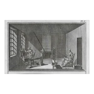 18th Century Antique Engraving of Weavers