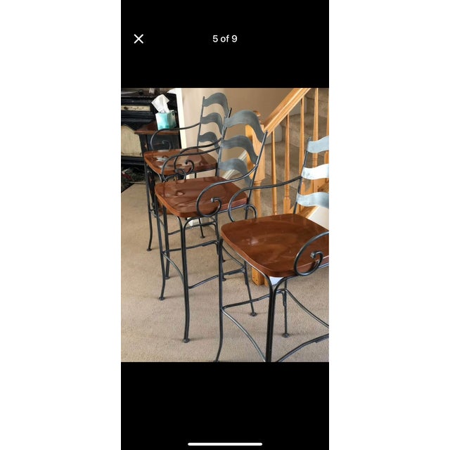 Wood 1990s Ethan Allen Tall Stools-Set of 3 For Sale - Image 7 of 15