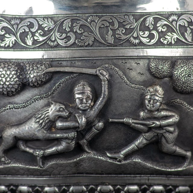 Metal Indian Silver Repoussé Hunting Bowl, Lucknow, 19th Century For Sale - Image 7 of 12
