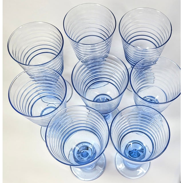Sky Blue Goblets- Set of Eight For Sale - Image 4 of 11
