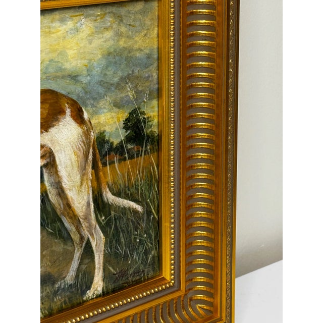 English Edwardian British Lurcher Oil Portrait Signed J. Warnes, Circa 1910 For Sale - Image 3 of 12